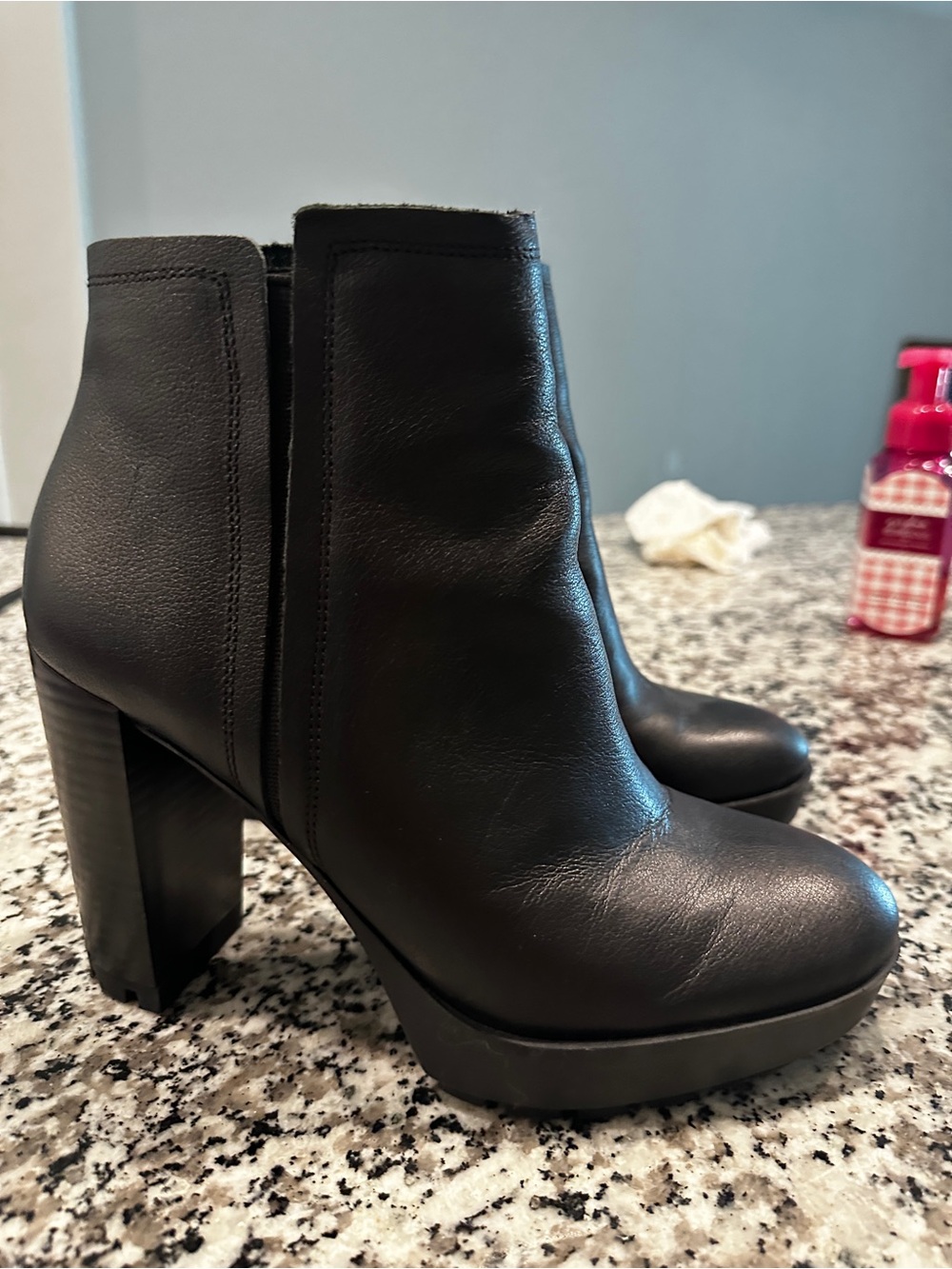 Women's Black Platform Ankle Booties - Sleek Block Heel